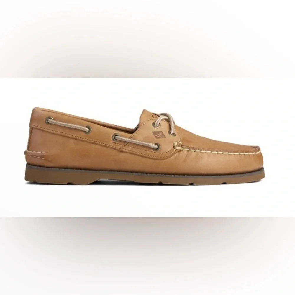 NWOT Men’s Sperry “Leeward Top Sider”Tan Leather Boat Shoes Size 9.5
